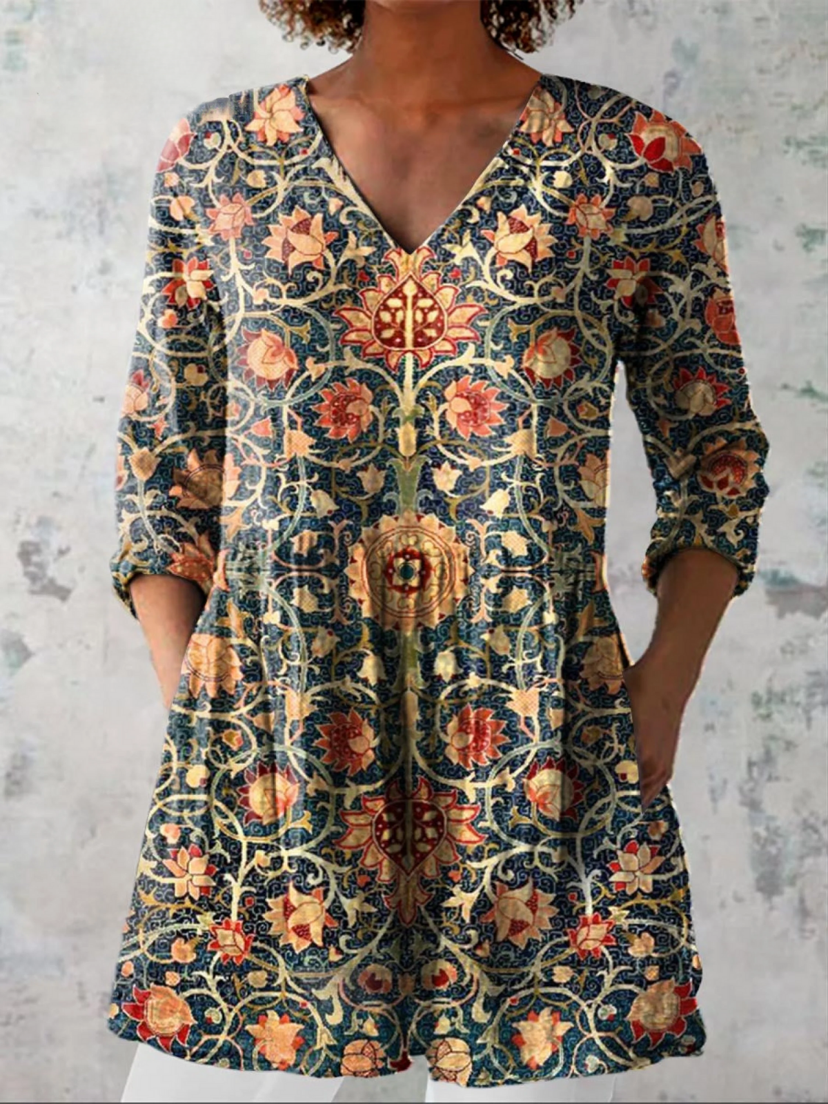 Celine | Long Blouse with V-Neck