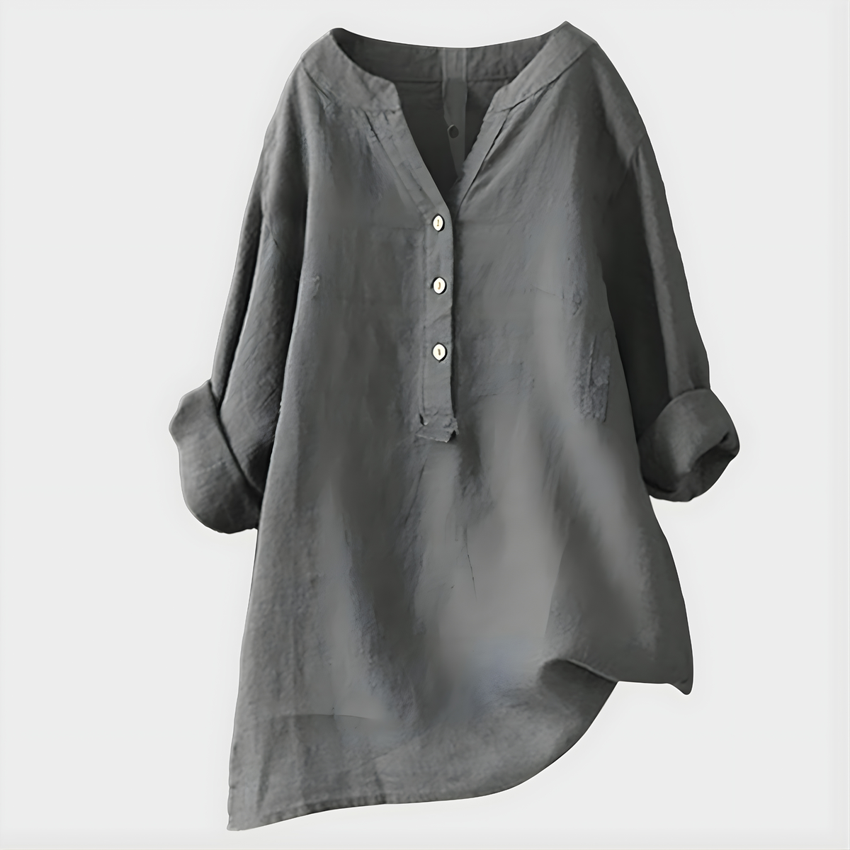 Veronica | Elegant Cotton-Linen V-Neck Blouse
