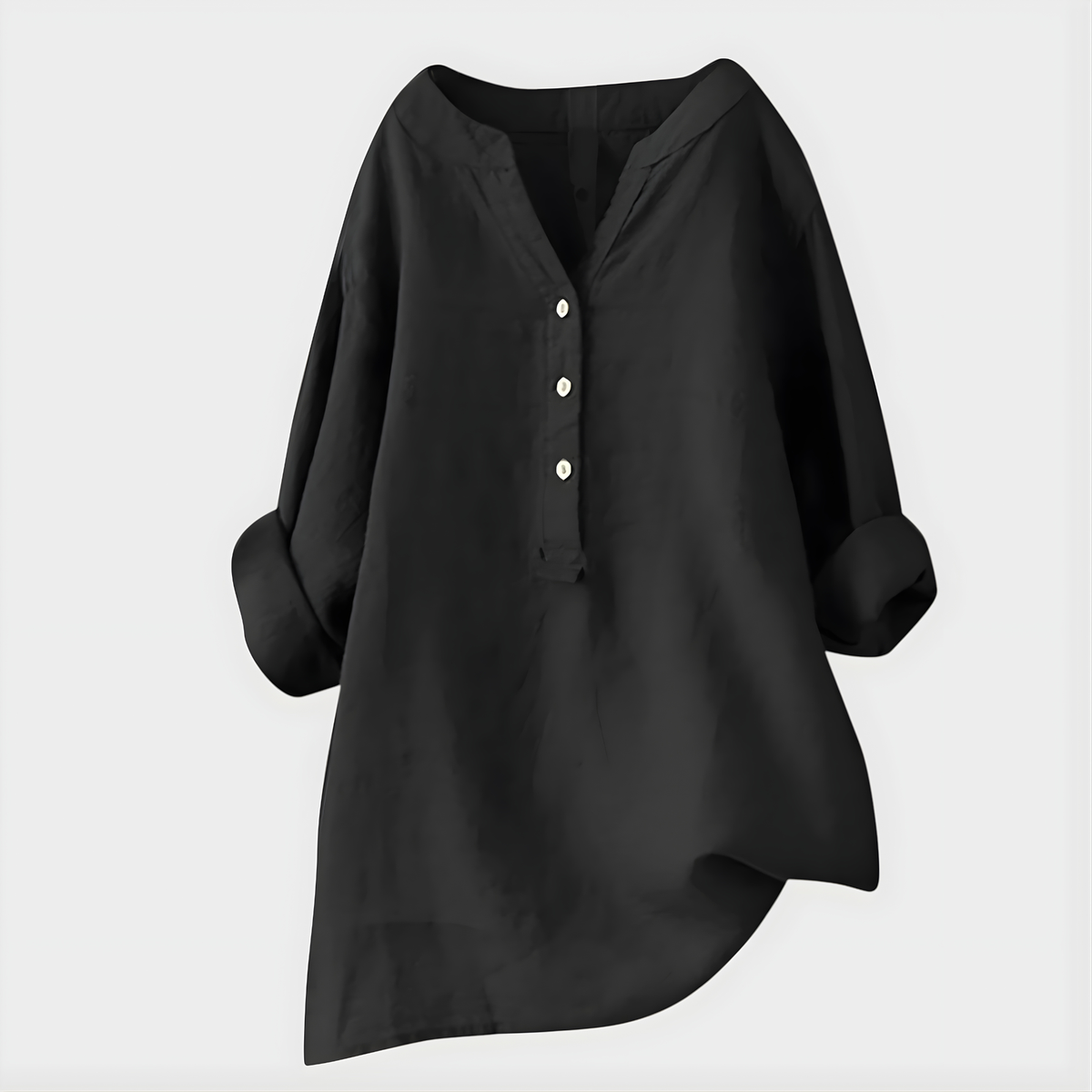 Veronica | Elegant Cotton-Linen V-Neck Blouse
