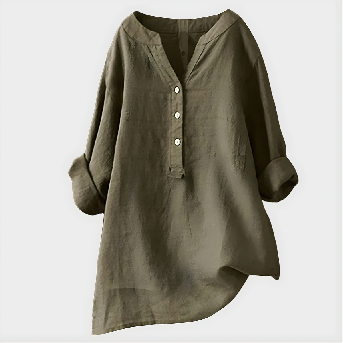 Veronica | Elegant Cotton-Linen V-Neck Blouse