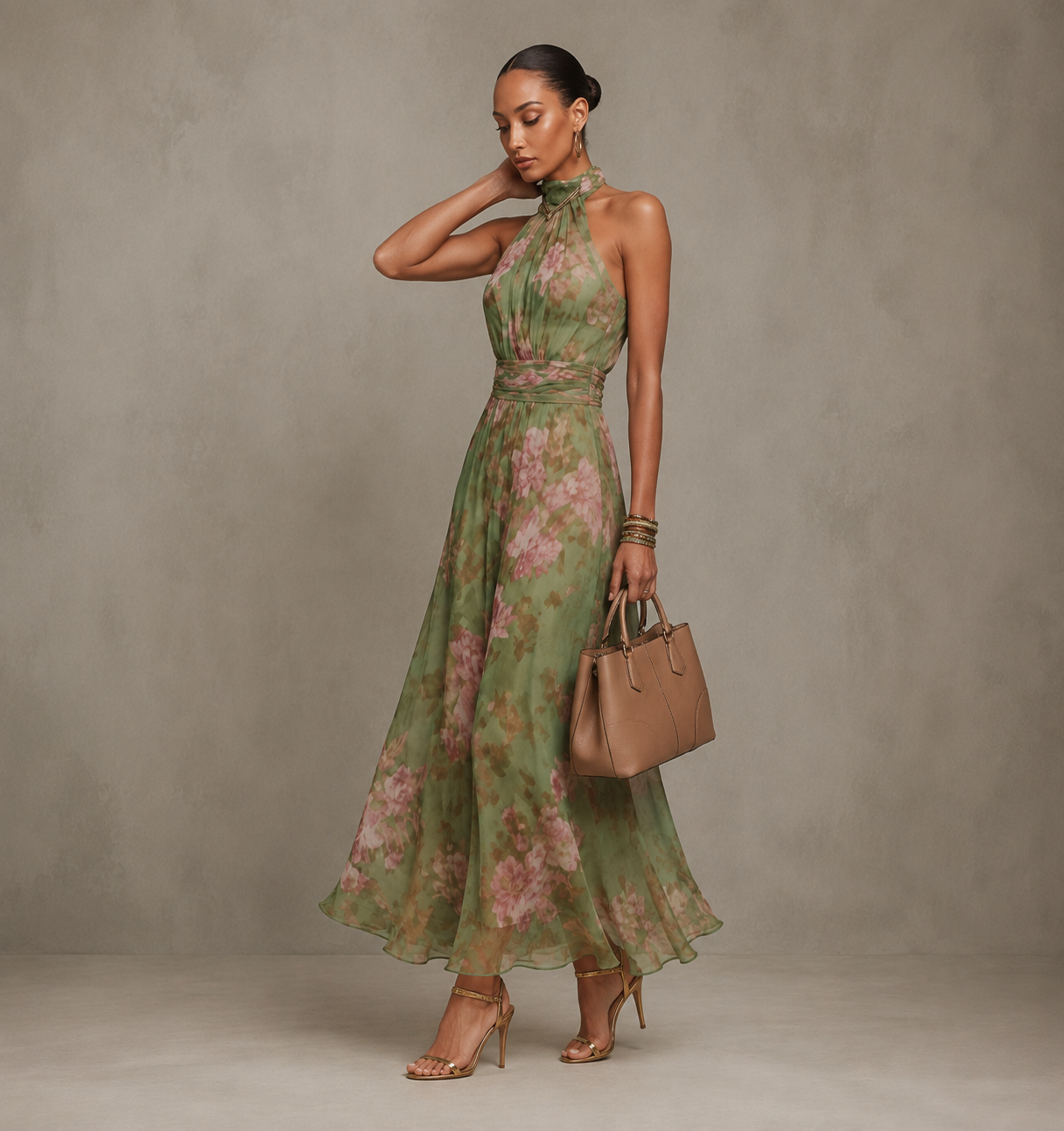 Mirelle™ Gathered Halter Midi Dress