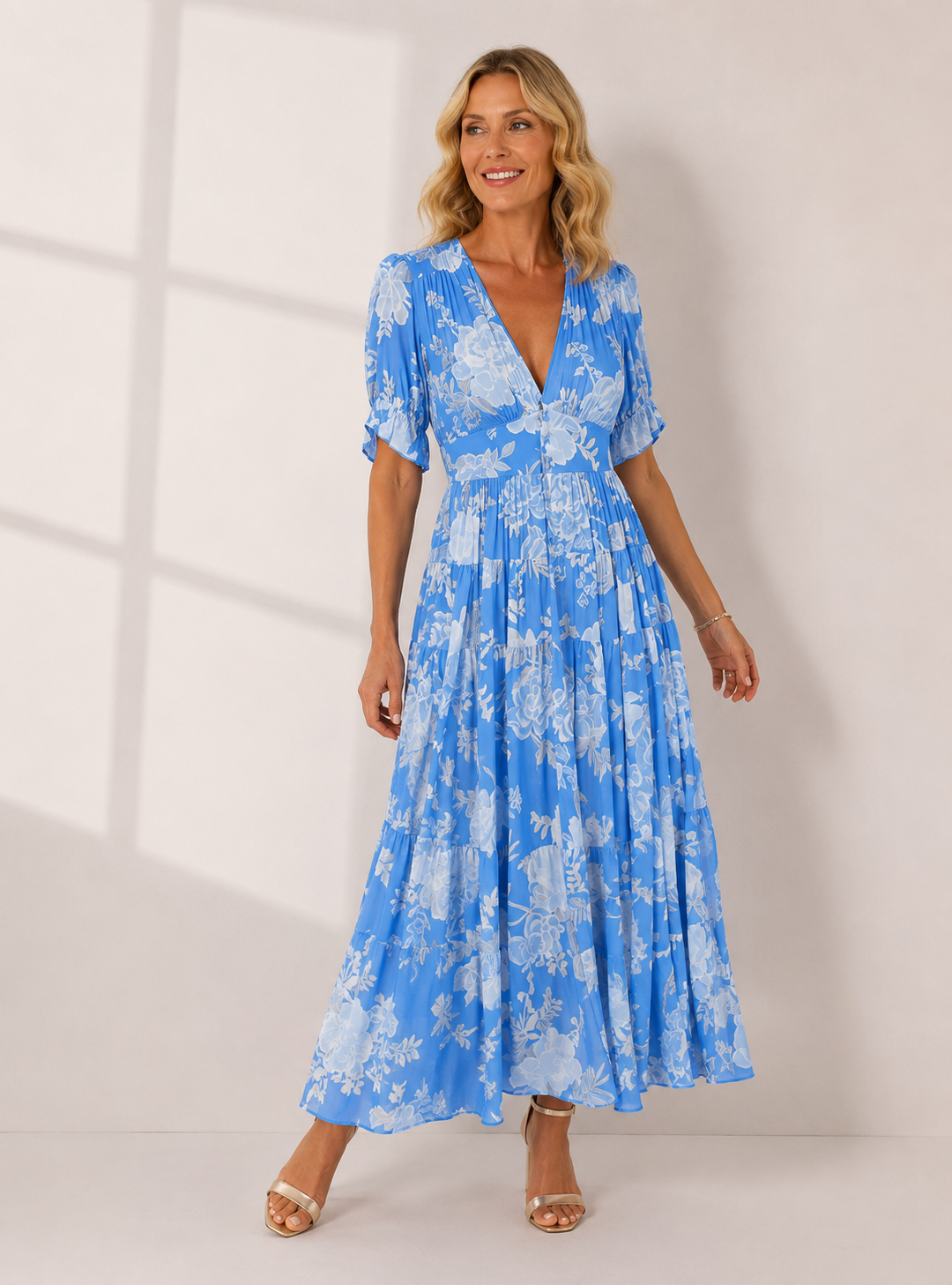 Minelda | Elegant Floral V-neck Dress