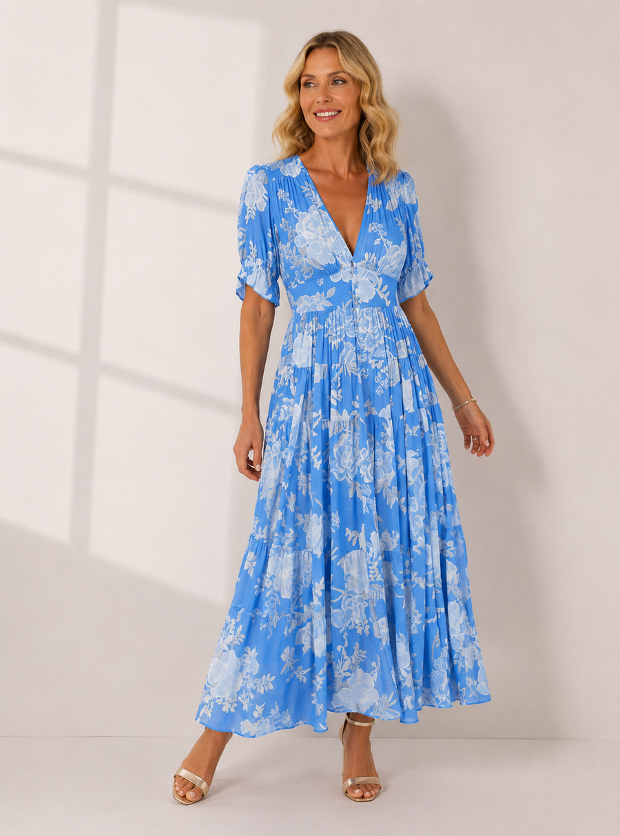 Minelda | Elegant Floral V-neck Dress