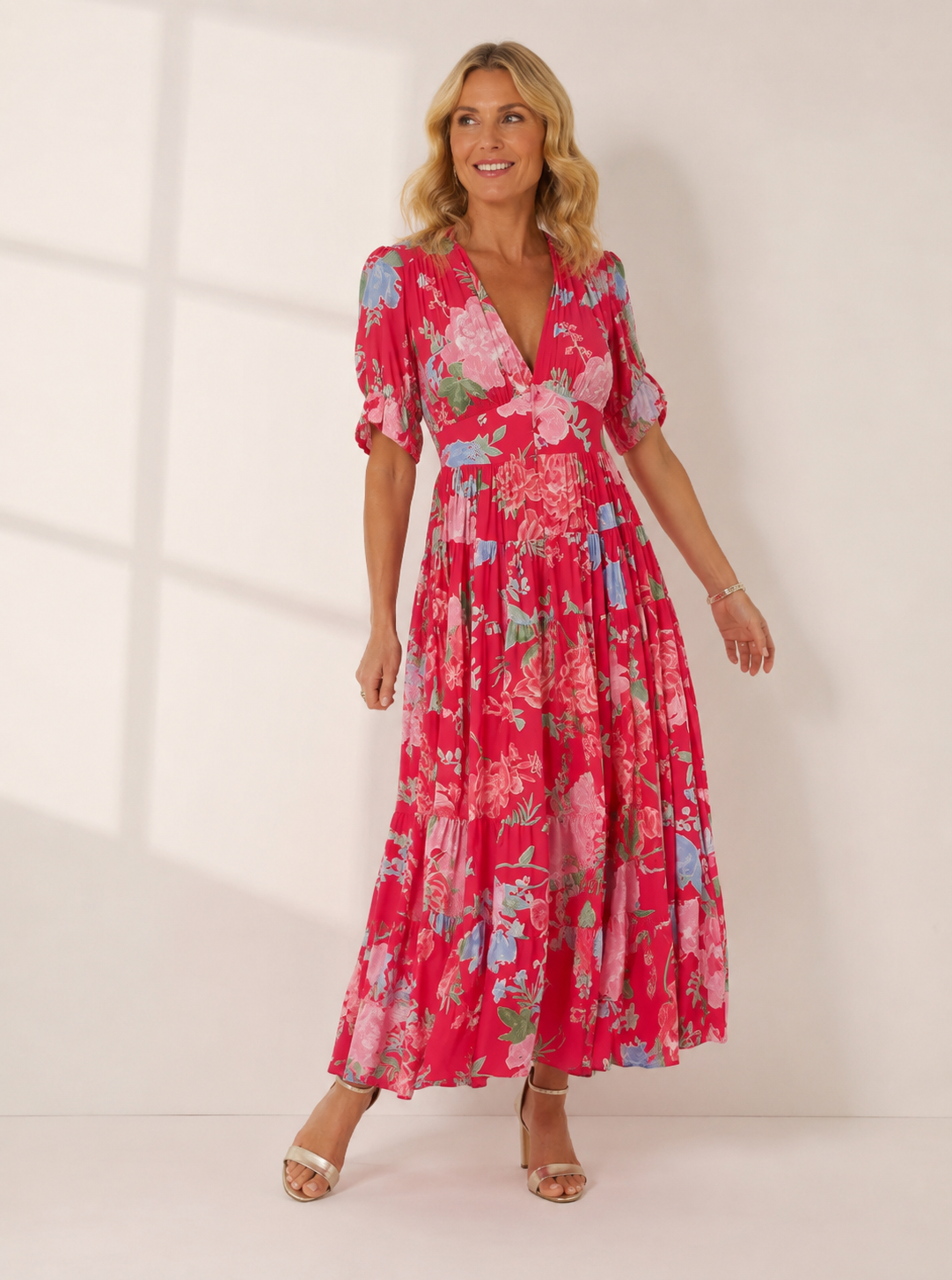 Minelda | Elegant Floral V-neck Dress