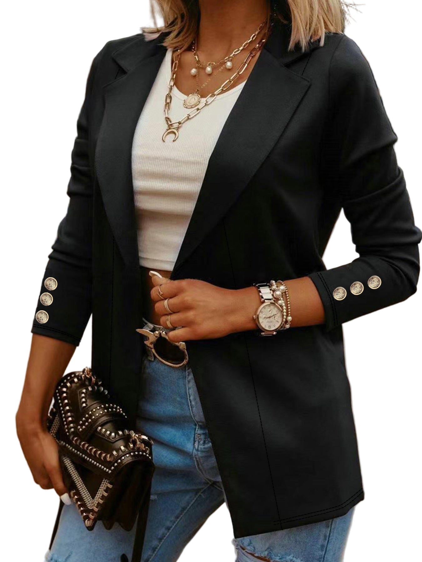 ODIN™ - Casual Long Sleeve Open Front Blazer