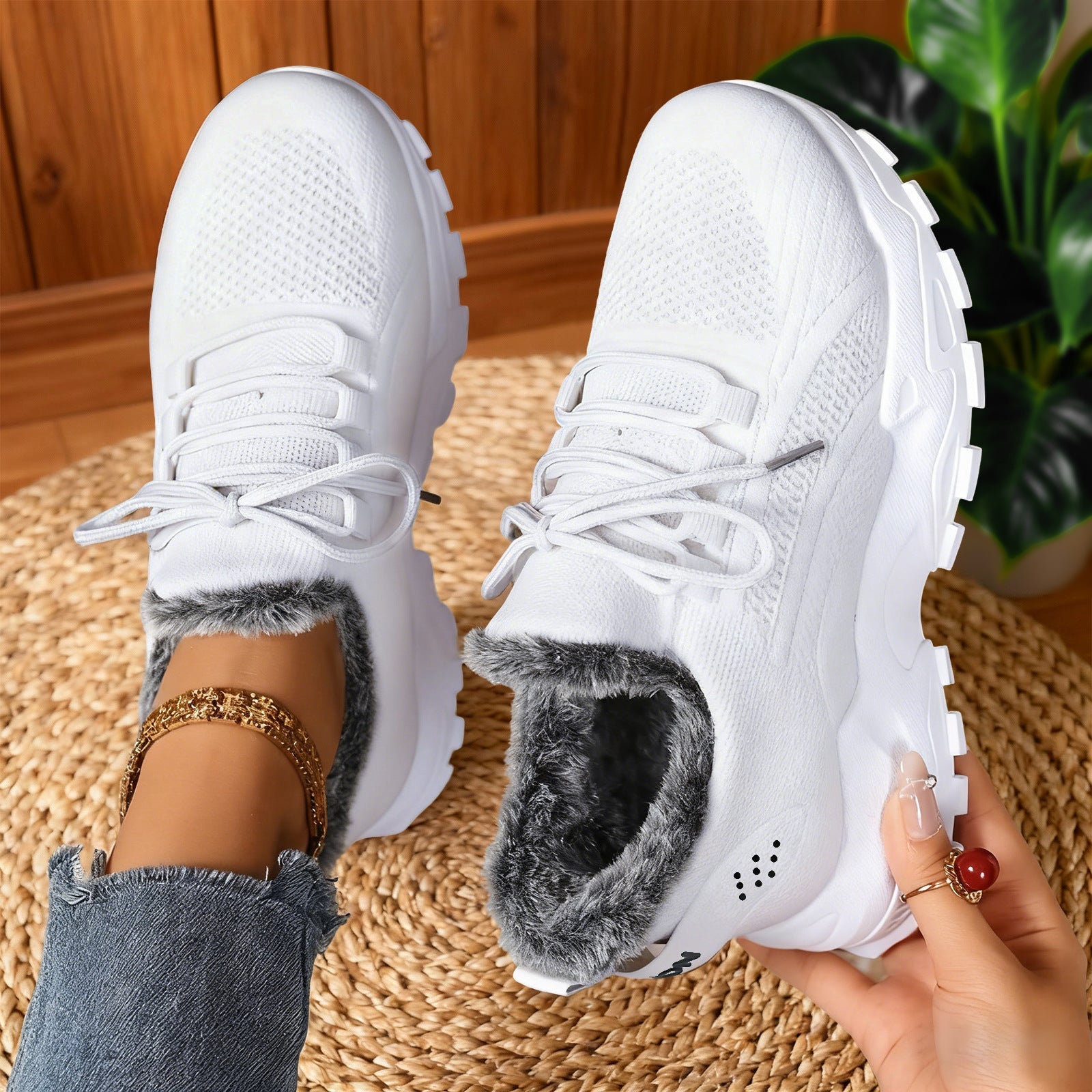 BRYDEE™ - Casual Fleece Lace-Up Lightweight Sneakers