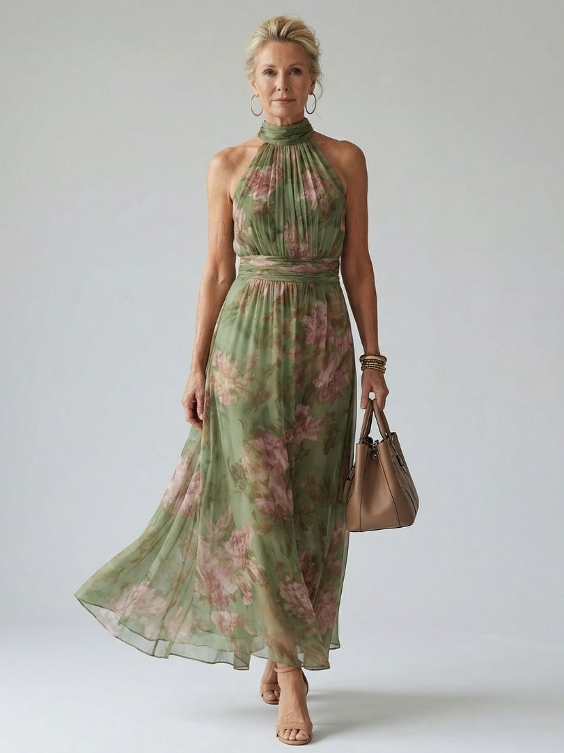 Mirelle™ Gathered Halter Midi Dress